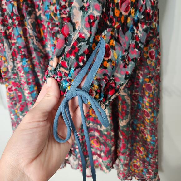 Anthropologie Abia Velvet Peasant Renaissance Festival Burnout Mini Dress - Picture 8 of 13